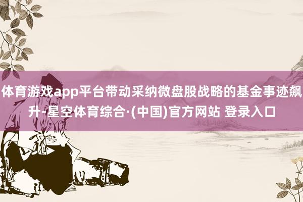 体育游戏app平台带动采纳微盘股战略的基金事迹飙升-星空体育综合·(中国)官方网站 登录入口