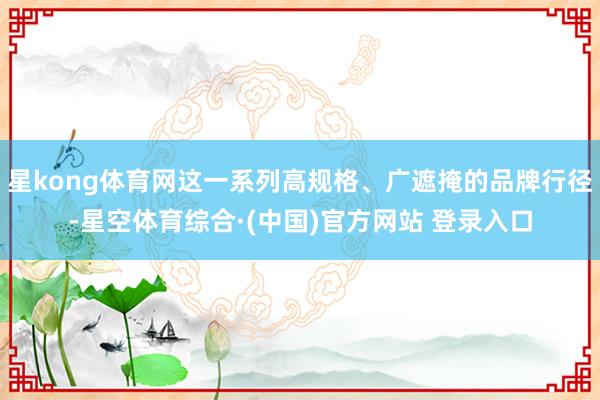 星kong体育网这一系列高规格、广遮掩的品牌行径-星空体育综合·(中国)官方网站 登录入口