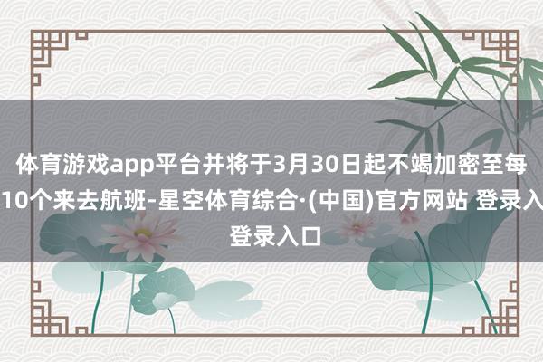 体育游戏app平台并将于3月30日起不竭加密至每周10个来去航班-星空体育综合·(中国)官方网站 登录入口